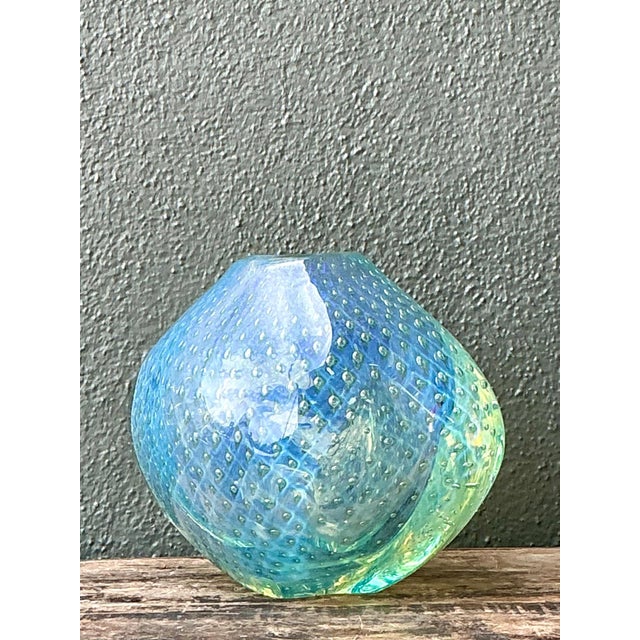 Murano Vintage Italian Art Glass Vase For Sale - Image 4 of 12