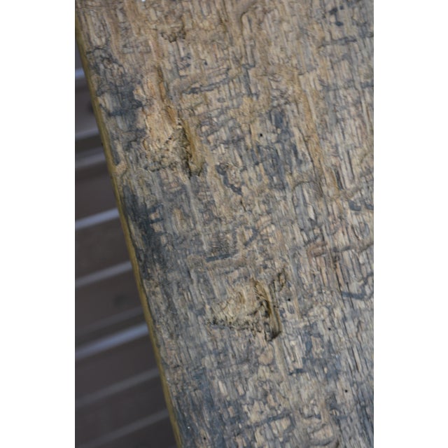 Handcrafted 96" Long Wooden Backless Bench Seat W/ Log Style Legs For Sale - Image 15 of 15
