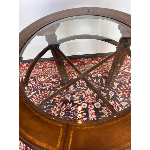 End Table / Occassional Table With Beveled Glass, Wood and Metal Frame For Sale In Miami - Image 6 of 6