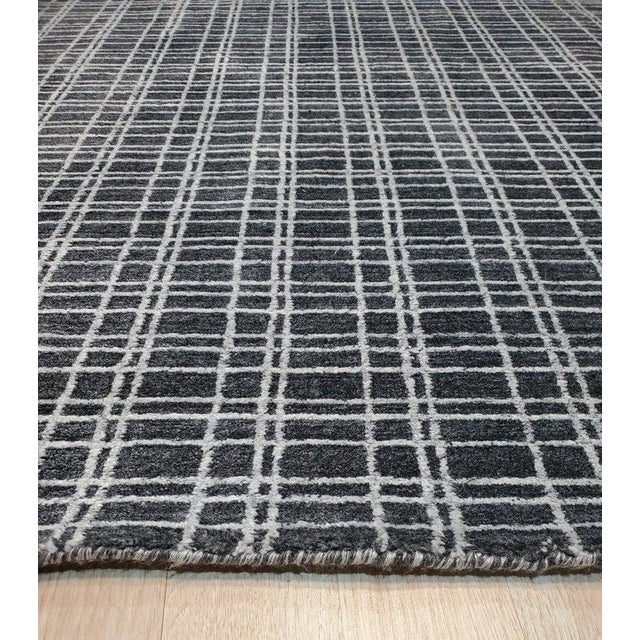 8x10 Brown Hand-Knotted Wool Viscose Gridwork Geometric Modern Carpet Rug For Sale - Image 4 of 4