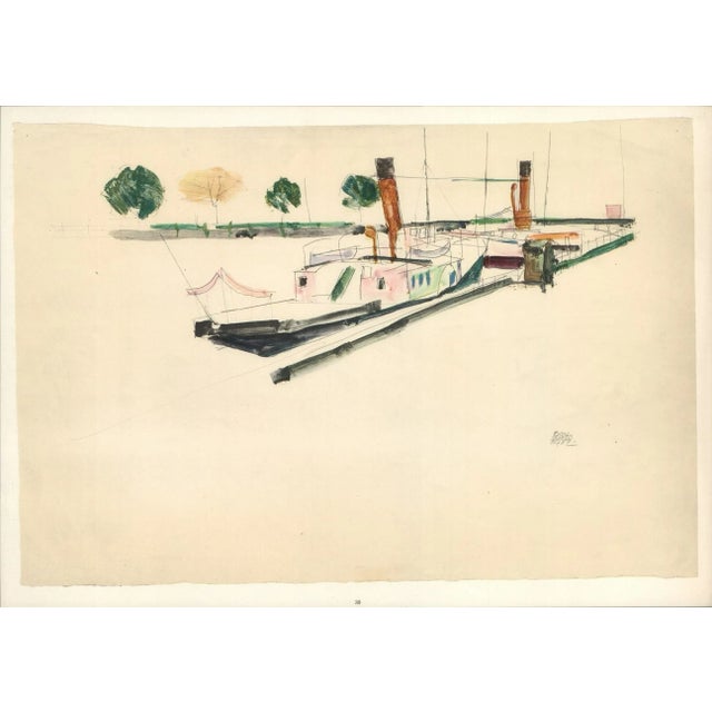 Artist:Egon Schiele Country:Austria Title:Paddle steamer Medium:Lithograph – 30 Marks:Signed in plate Printed:1968 by Max...