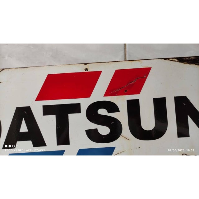 Metal Vintage Datsun Sign No Porcelain Car Service Dealership Automobile Gas Pump Sign For Sale - Image 7 of 15