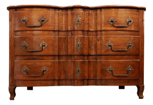 18th Century French Crossbow Front Chest of Drawers in Walnut