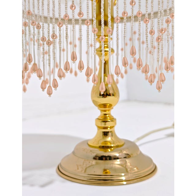 Mid-Century Modern Vintage Table Lamp in Glass with Aluminum Beads, 1970s For Sale - Image 3 of 10