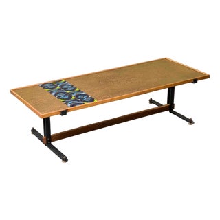 Mid-Century Italian Cocktail Table With Craquelure and Enamel Top For Sale