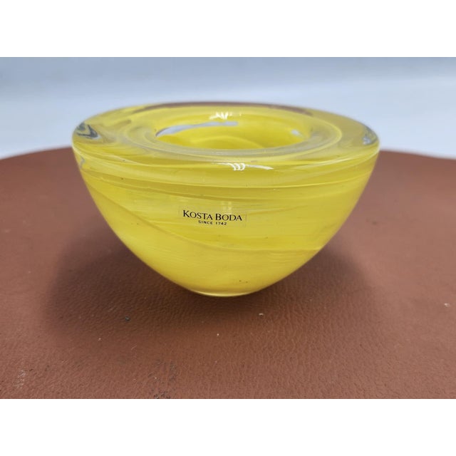 Glass candlestick, Kosta Boda Atol, designer Anna Ehrner, 1960s, dimensions: height 6.7 cm, diameter 11.2 cm.