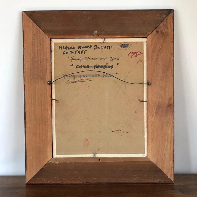 Martha Moore Burnett Oil Painting Girl With a Book For Sale - Image 9 of 10