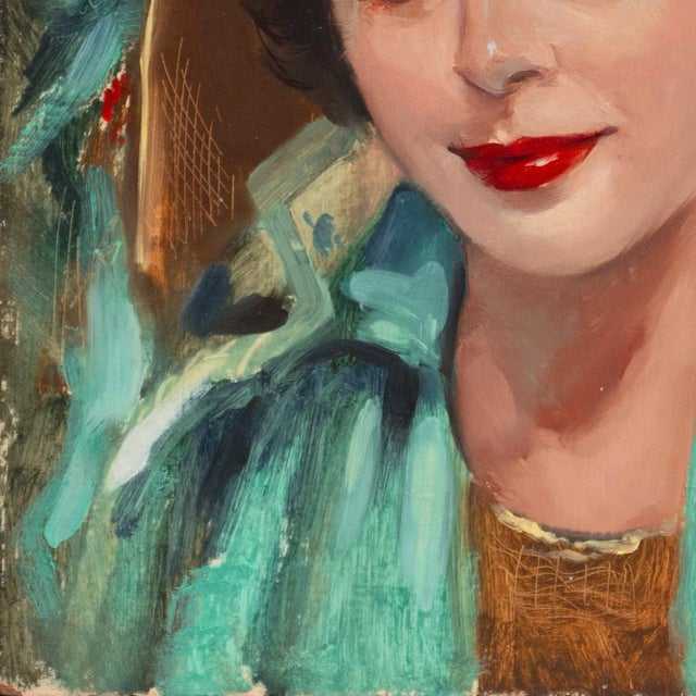 1950s 'Woman in Aqua' by Jade Fon Woo, De Young, Oakland Museum, Los Angeles County Museum of Art, American Watercolor Society, San Francisco For Sale - Image 5 of 7