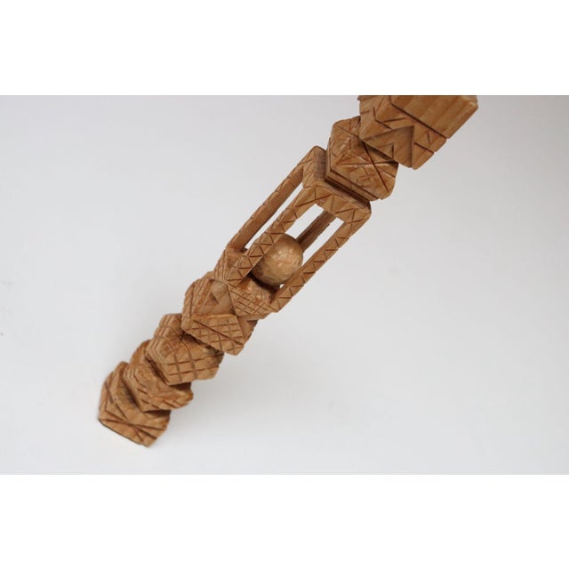 Wood Vintage Folk Art Hand-Carved "Ball in Cage" Geometric Whimsy Sculpture For Sale - Image 7 of 18