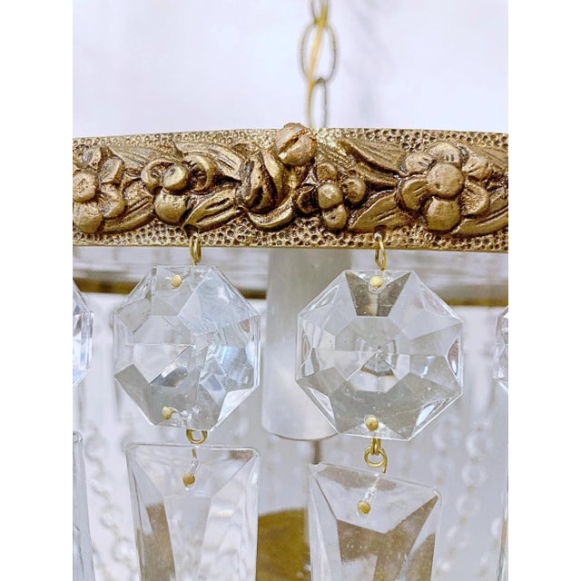 Vintage 1960s Italian Brass Basket Chandelier For Sale - Image 4 of 9