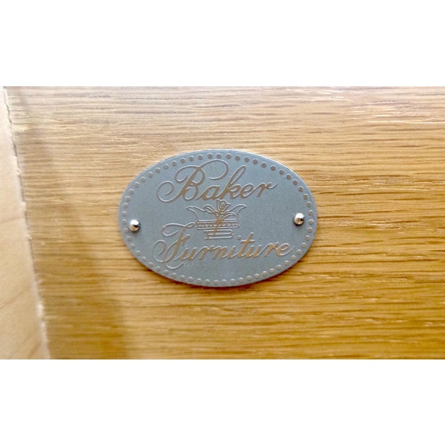 Brown Baker Slate Top Silver Leaf Scallop Front Two Drawers Night Stand End Table MINT For Sale - Image 8 of 16