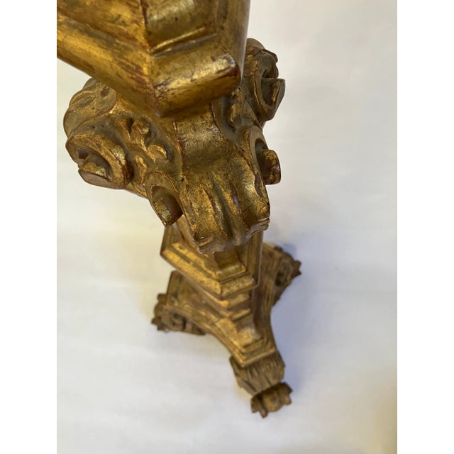Late 19th Century Italian Carved Wooden Gilt Gold Torchiere Floor Candle Stick For Sale - Image 10 of 12