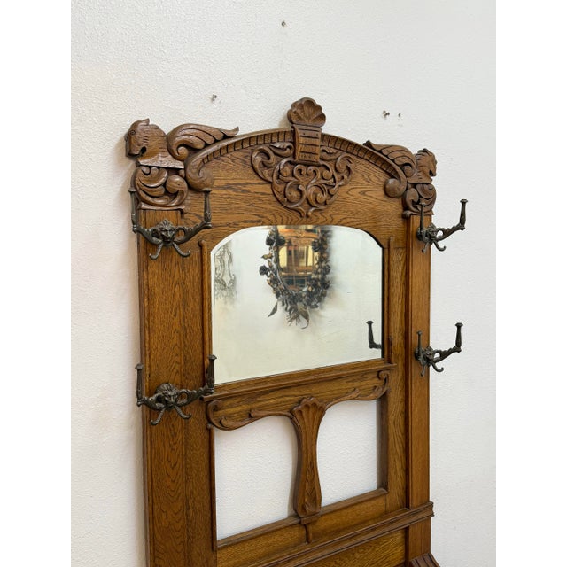 Vintage Oak Hall Rack For Sale - Image 4 of 11