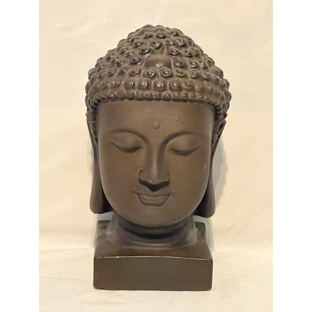 Buddha Head Statue Sculpture For Sale - Image 4 of 5