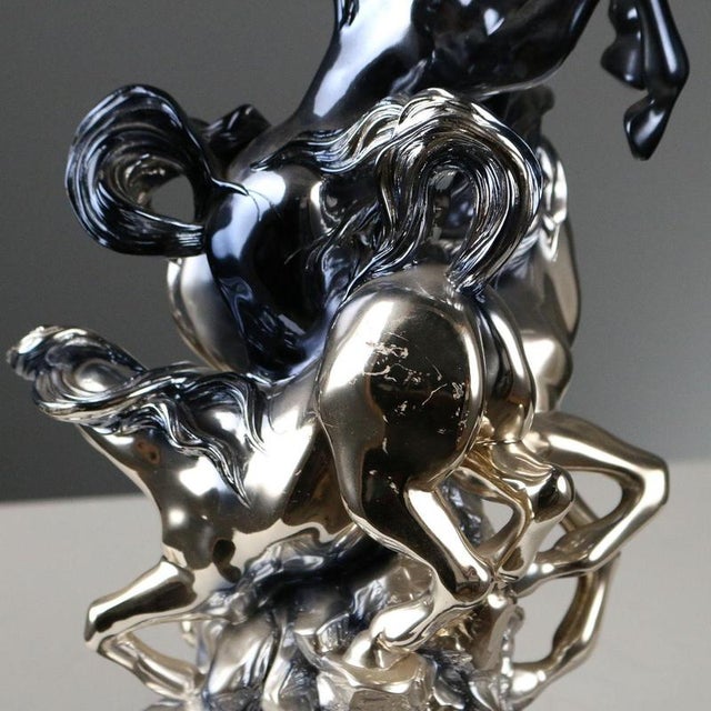 Composition of Horses in Silver Foil attributed to Ottaviani Manufacture For Sale - Image 5 of 7