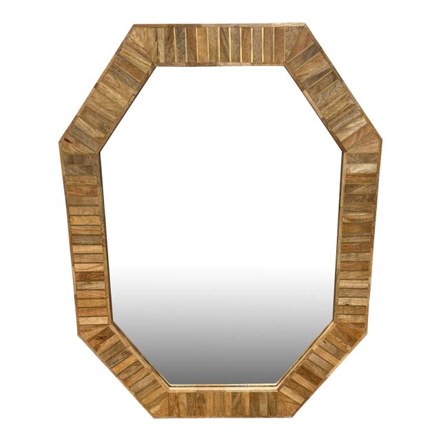 Serena & Lily Bristol Wood + Brass Octagonal Wall Mirror For Sale