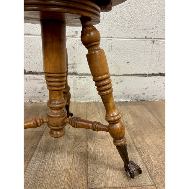 Wood Antique Victorian Claw Foot Glass Ball Piano Stool For Sale - Image 7 of 9