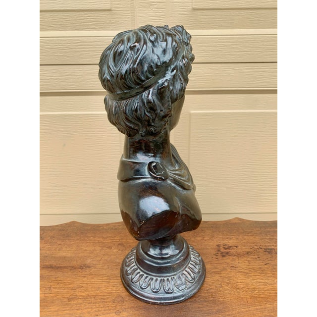 Vintage Neoclassical Apollo Belvedere Bust Sculpture on Pedestal For Sale - Image 10 of 11