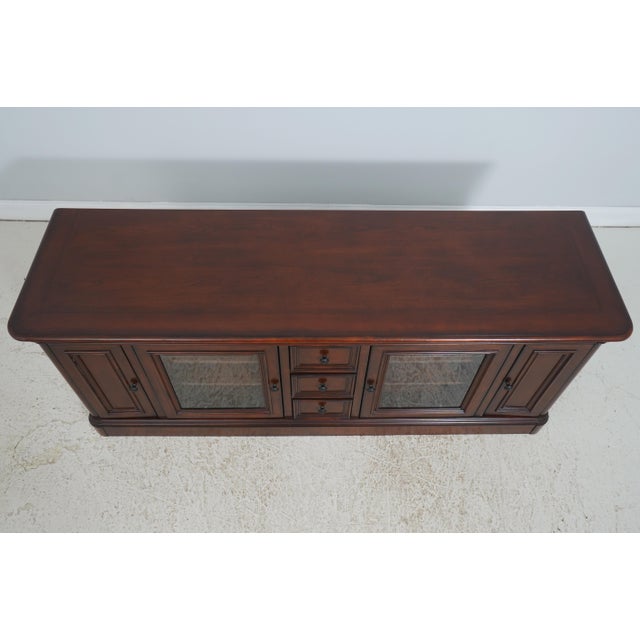 Wood Cherry Tv Media Cabinet W. Glass Doors For Sale - Image 7 of 18