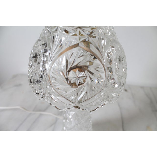 Mid 20th Century Vintage Cut Crystal Boudoir Table Lamp W/ Matching Shade For Sale - Image 5 of 11