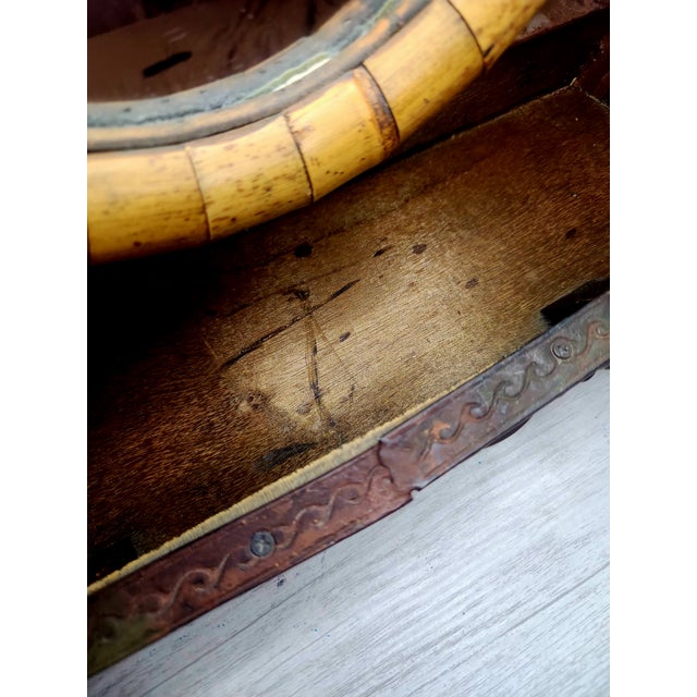 Metal 19th C. Victorian Cast Iron & Hand-Cut Bamboo Tabletop Swing Vanity Mirror For Sale - Image 7 of 12