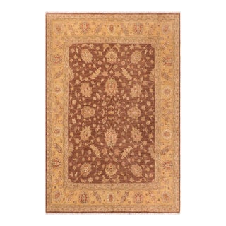 Classic Ziegler Brown Gold Hand-Knotted Wool Rug - 7'10'' X 10'1'' For Sale