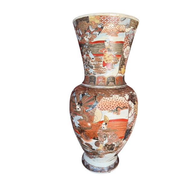 Antique Japanese Earthenware Satsuma Vase, 1950 For Sale - Image 4 of 10