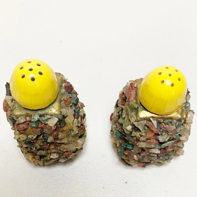Contemporary Contemporary Stone Covered Salt and Pepper Shakers - a Pair For Sale - Image 3 of 5