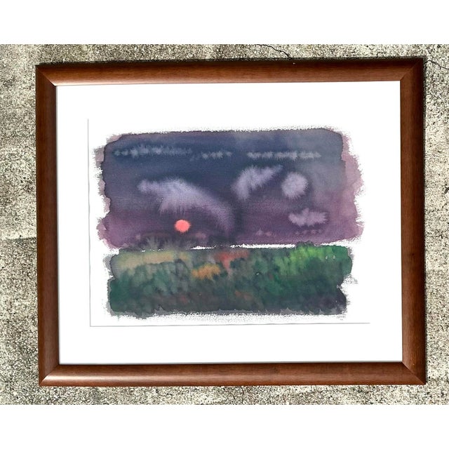 This captivating original watercolor painting, titled "Transition," is a masterful example of mid-to-late 20th-century...