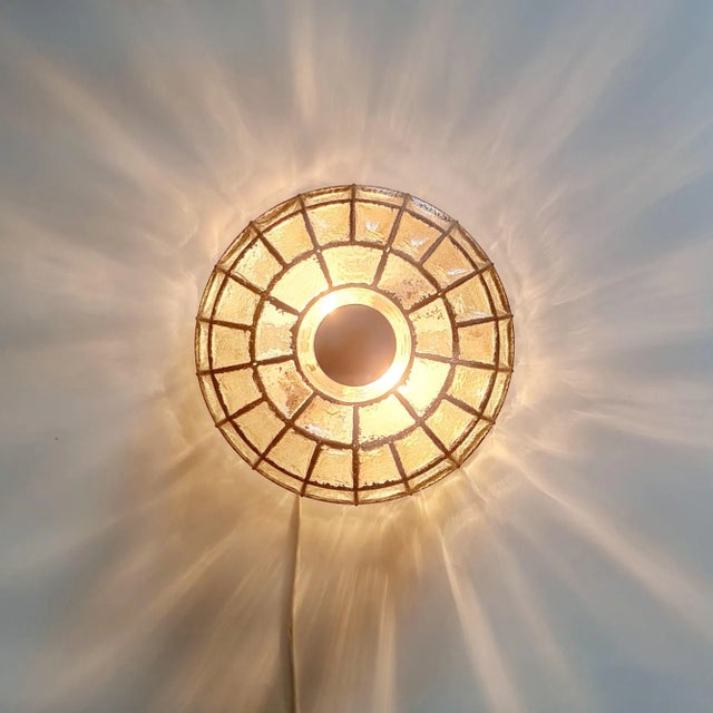 Black Large Mid-Century Modern Glass Ceiling Light from Limburg, Germany, 1960s For Sale - Image 8 of 12