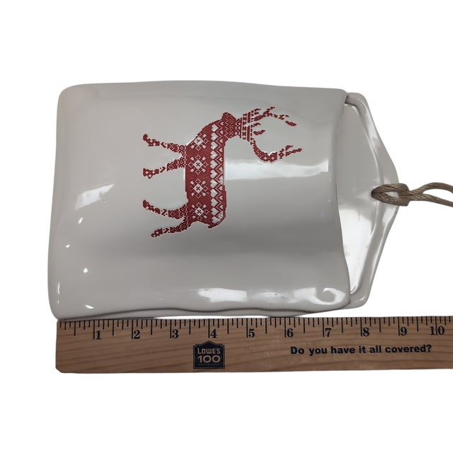 Deer Stag Wall Pockets Hanging Ceramic White Red Christmas Deer Antlers For Sale - Image 9 of 9