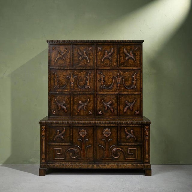 Cabinet with Decorative Carvings in Stained Birch by Axel Einar Hjorth, 1920s For Sale - Image 13 of 13