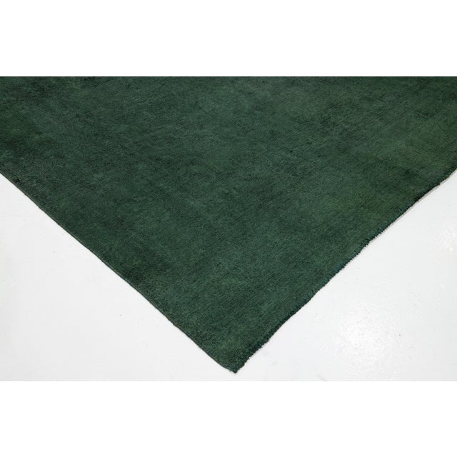 Vintage Overdyed Persian Green Wool Rug Features an Allover Design For Sale - Image 9 of 11