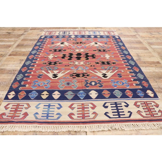Textile Vintage Persian Bijar Kilim Rug - 05'06 X 07'10 For Sale - Image 7 of 8