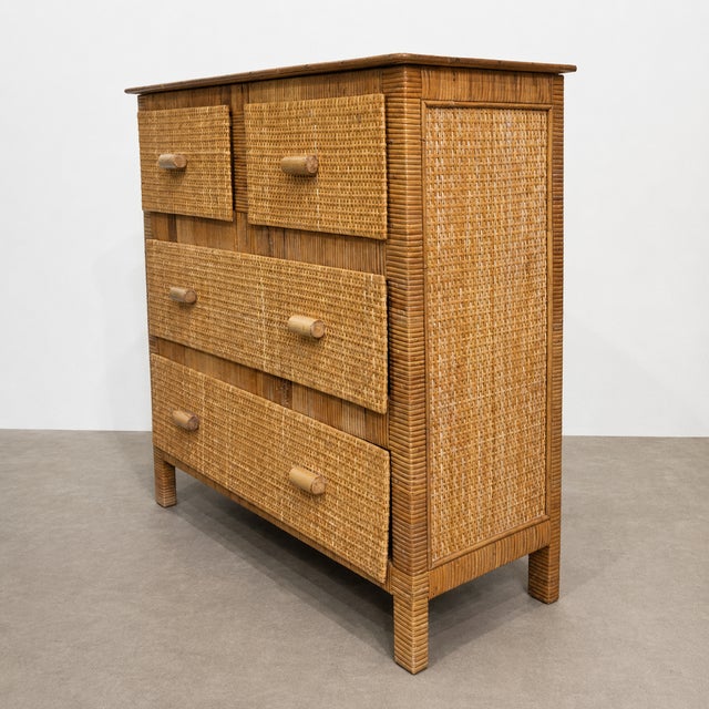 Vintage Riviera-Style Rattan Chest of Drawers, 1970s For Sale - Image 4 of 8