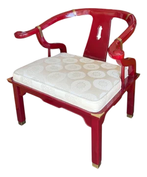 James Mont Style Red Lacquer Chinese Horseshoe Chair