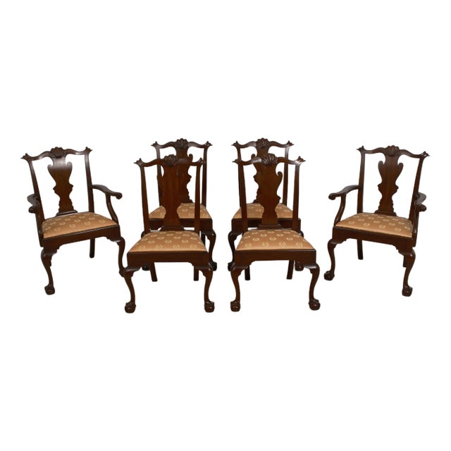 Set of 6 Henkel Harris Model 102 Clawfoot Mahogany Dining Chairs For Sale