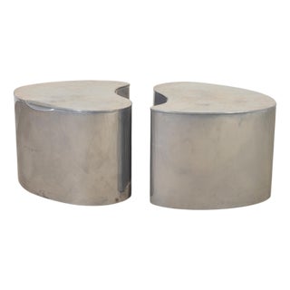 Pair of Mid-Century Chrome Biomorphic Kidney-Form Drinks Tables For Sale