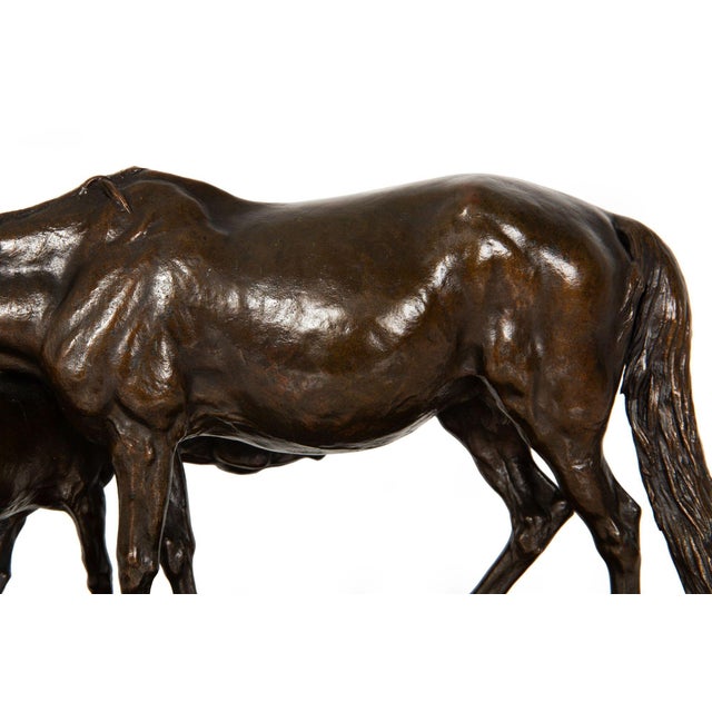 Rare French Antique Bronze Sculpture “Mare and Foal” by Isidore Bonheur For Sale - Image 10 of 12