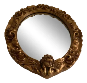 Mid 20th Century Small French Italian Gold Relief Mirror