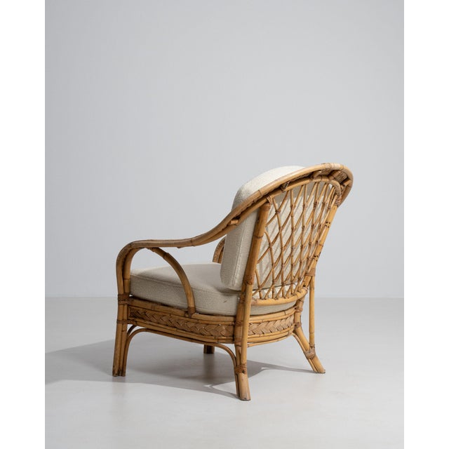 Mid 20th Century Mid 20th Century France Cream Bamboo Armchair For Sale - Image 5 of 11