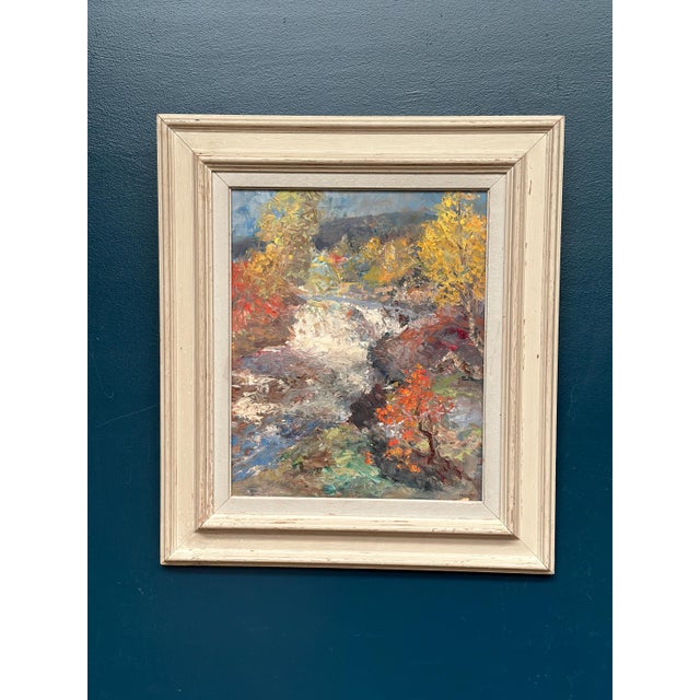 Mid-Century Modern Hundt, Waterfall, 1950s, Oil Painting on Panel, Framed For Sale - Image 3 of 16