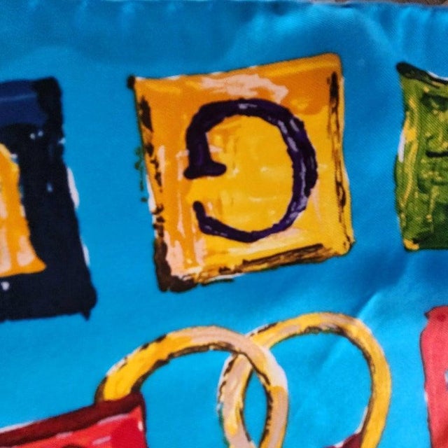 Italian 1990s Gucci Italian Silk Scarf Equestrian Blue For Sale - Image 3 of 9