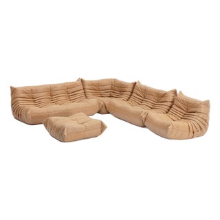 Vintage Ligne Roset Togo 5-Piece Set in Italian Honey Leather - Restored & Authentic For Sale