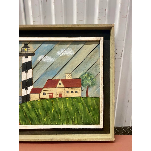 Avocado 1960s Warren Kimble Style Painting Over Slanted Wooden Plank . For Sale - Image 8 of 12