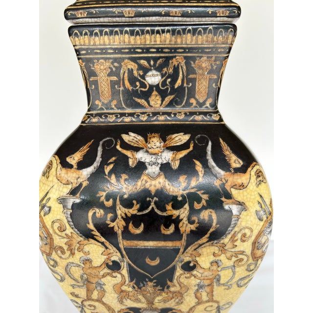 Late 20th Century Vintage Ceramic United Wilson (Juwc) Renaissance Revival Lidded Vessel For Sale - Image 5 of 10