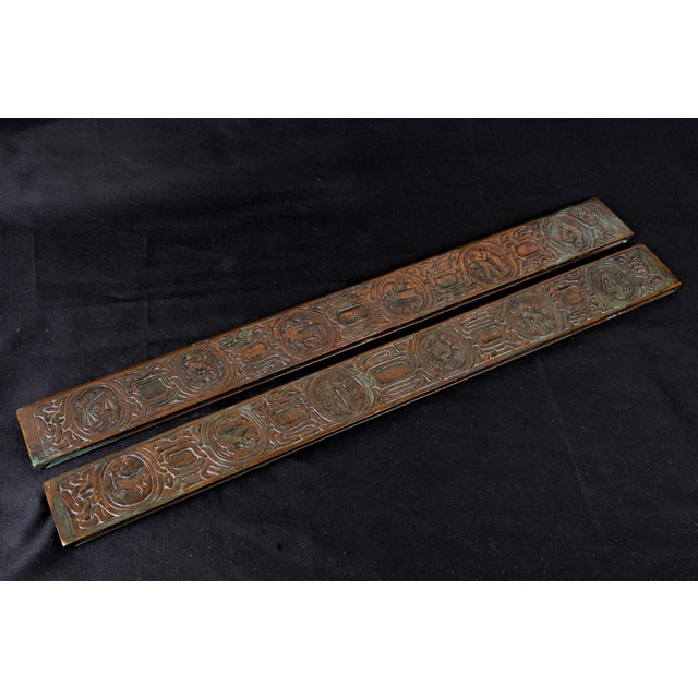 Bronze Tiffany Studios Zodiac Pattern Blotter Ends - a Pair in Bronze. Desk Accessory, Office Decorative Asccessory For Sale - Image 8 of 8