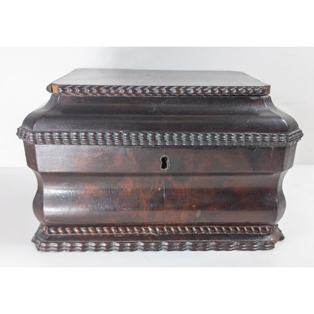 Brown 19th Century English Regency Sarcophagus Form Tea Caddy Box With Mahogany Veneer For Sale - Image 8 of 18