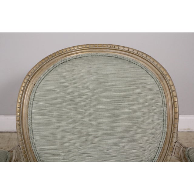 1980s Pair French Painted Finish Medallion Back Armchairs For Sale - Image 5 of 13
