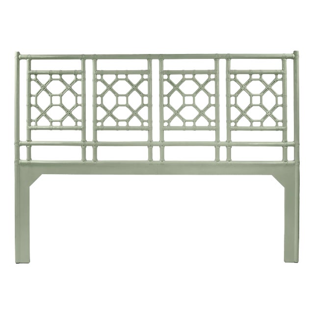 Lattice Back Headboard King, Celery Green For Sale
